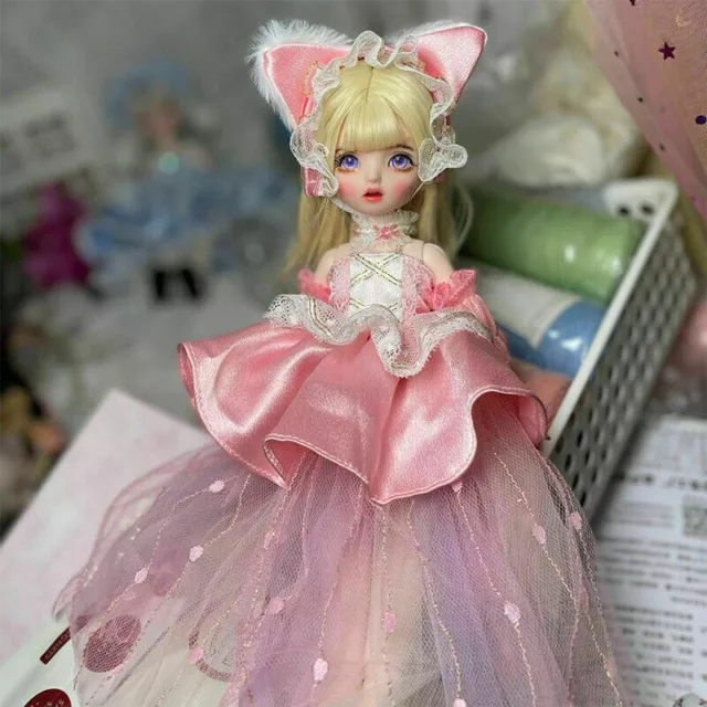 Bambola 1/6 BJD palla ragazza snodata bambola rosa abito abiti fai da te giocattolo set completo regalo