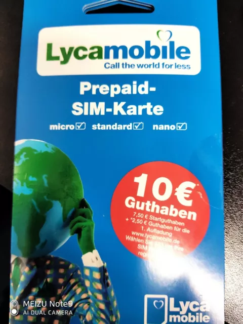 SIM karte Lycamobile 10 €  für nur 2,95 €