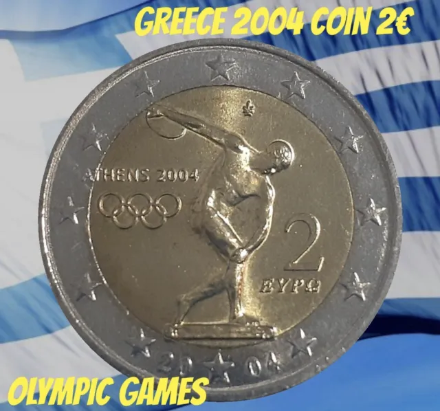 Greece 🇬🇷 coin 2€ euro 2004 UNC from roll Olympic Games disc thrower XXVIIIth