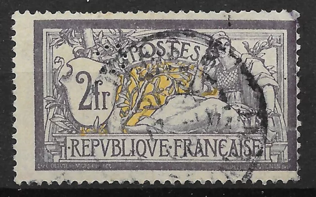 Timbre France Merson 2Fr Violet & Jaune N° 122 Oblitere & Perfore C - Cote 90 €