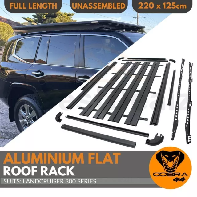 Aluminium Flat Roof Rack Cage Fits Landcruiser 300 series 220cm x 125cm Mounts