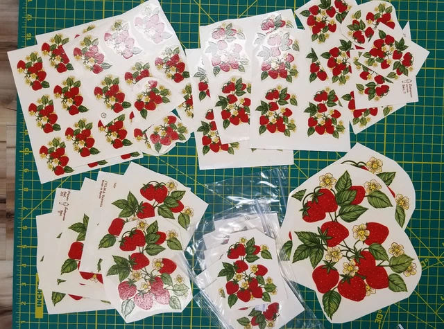  Lote de calcomanías de cerámica vintage - fresas