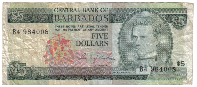 Barbados 5 Dollars 1973 Pick 31 Look Scans