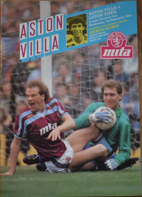 Aston Villa v Luton Town Division 1 Programme - 3rd September 1986