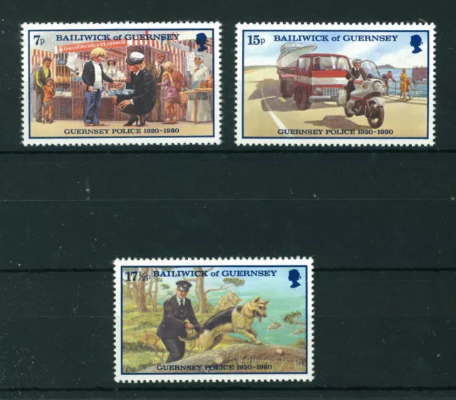 Guernsey 1980 Anniversary of Guernsey Police Force set of stamps MNH. Sg 214-216