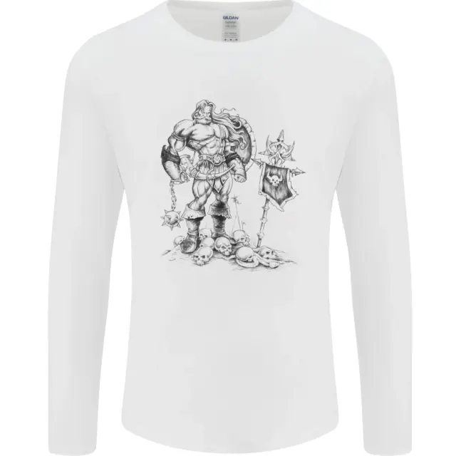 Viking Warrior Teschio Thor Odin Valhalla Mma da Uomo Manica Lunga T-Shirt