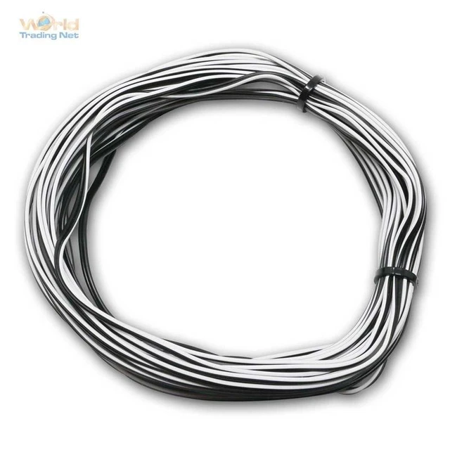 ( 0,70€/ M) 10m Fil Double 0,14mm ² Câble Noir-Blanc, Galon Câble Fil Toronné