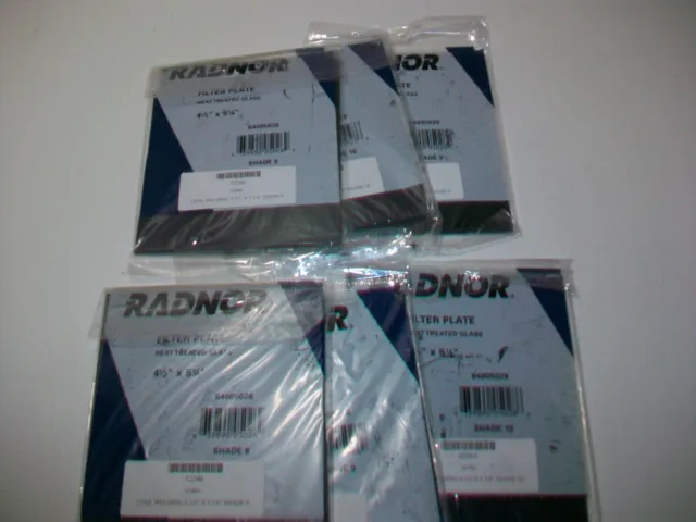 Radnor Filter Plate Shade 9 Heat Treated Glass 4-1/2 x 5 1/4" Lot of 6 Welding
