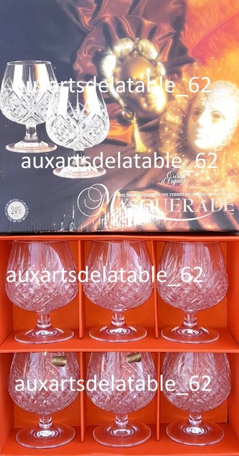 Cristal d'Arques 6 verres a cognac  en cristal modèle Masquerade