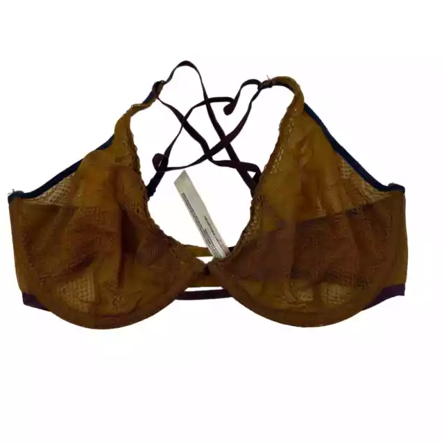 Intimately Free People Bra Women's Size 36C Strappy Back Lace Bra Unlined Brown