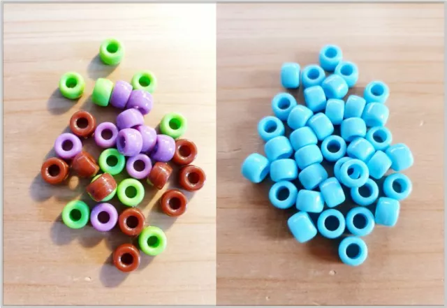 Großloch Acrylperlen zum Basteln/Schmuckherstellung ♥ Pony Beads Opak Ø 9mm