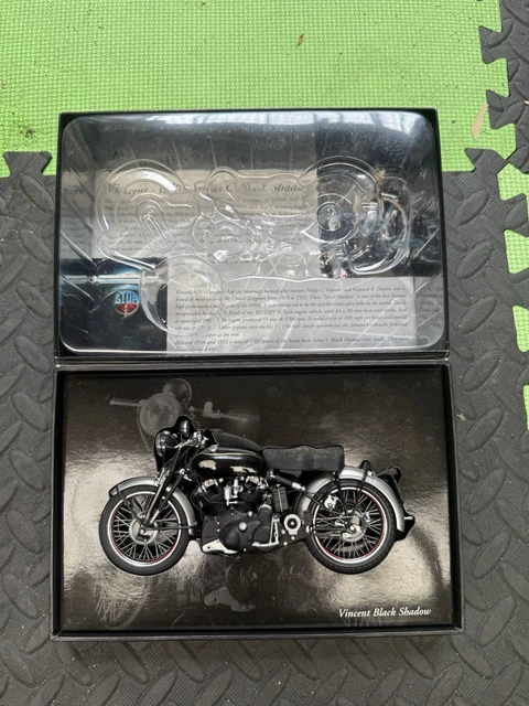 Scale model of 1952 Vincent Black Shadow bike in a shed