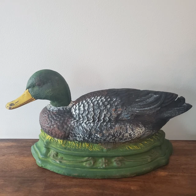 Large 15" Long Heavy Cast Iron Mallard Duck DOOR STOP Rustic