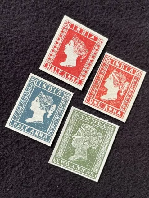 4 pieces of INDIA 1854 QV Queen Victoria Stamps MNH Gummed Reproduction Stamp sv