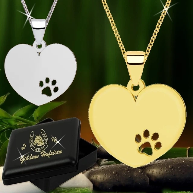 JO WISDOM Damen Halskette Aus 925er Sterling Silber – Herz-Anhänger Mit Hundepfoten & 5A Zirkonia