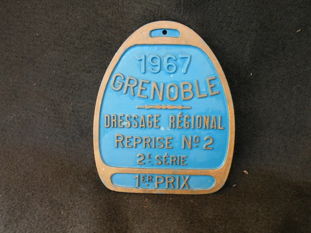 Plaque Hippique 1er Prix - Concours équestre Cambresis Morenchies 1972 - Jaune/Noir