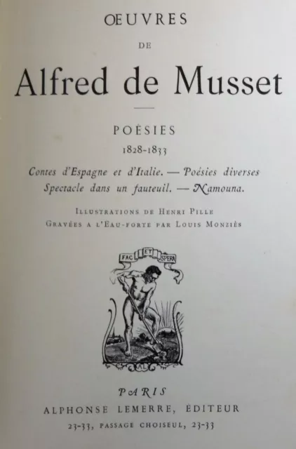 Oeuvres de Alfred de MUSSET illustrées par Henri PILLE Lemerre 1878 à 1909 3