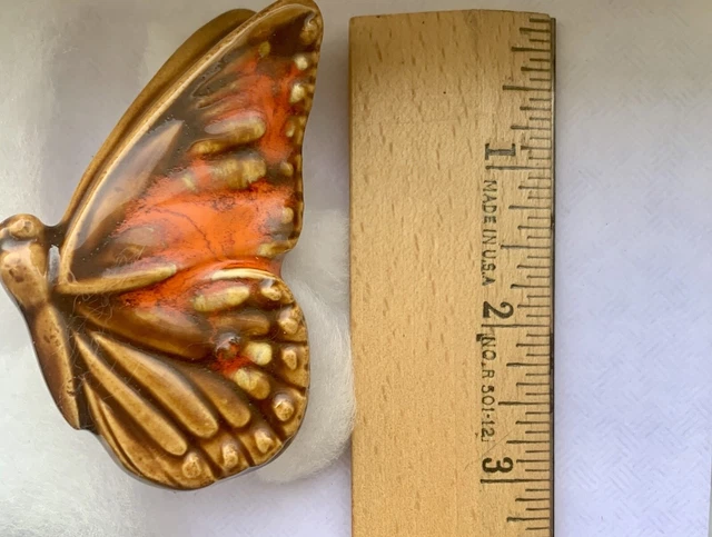 VINTAGE UNUSED LARGE CERAMIC MONARCH BUTTERFLY MACRAME BEAD 1970’s 2