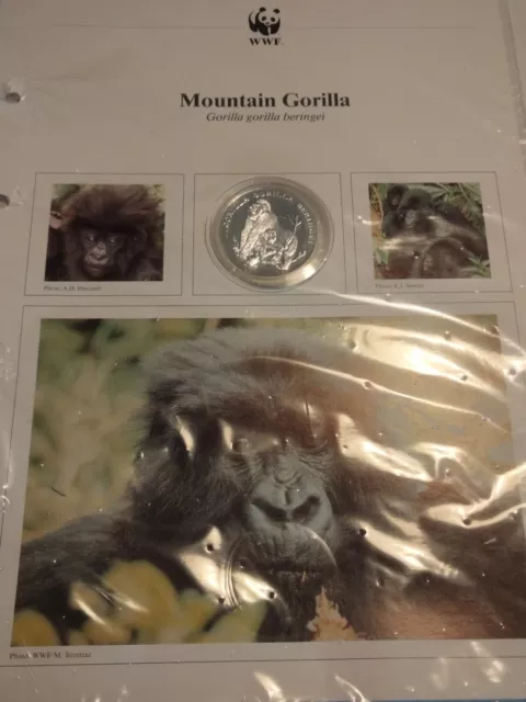 Mountain Gorilla World Wildlife Fund 30 Anniversary Solid Silver Proof Medal 20g 3