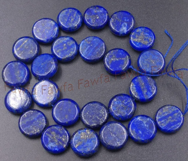 Natural 10mm Blue Lapis lazuli Coin Shape Gemstone Loose Beads 15''Strand AAA