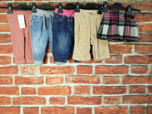 Pacchetto Bambine Età 6-9 Mesi Next Gap Ecc Pantaloni Jeans Gonna Tartan 74Cm