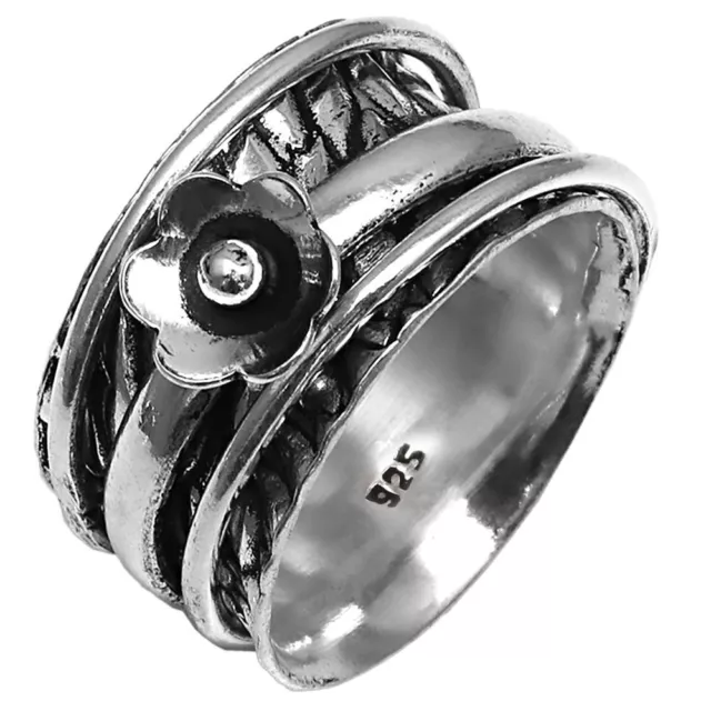 Silver Spinner Ring For Women Four Spinner Ring Fidget Silver Jewelry Ring"6.5"