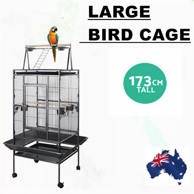 173cm Large Bird Cage Pet Parrot Aviary Stand-alone Budgie Perch Castor Wheels