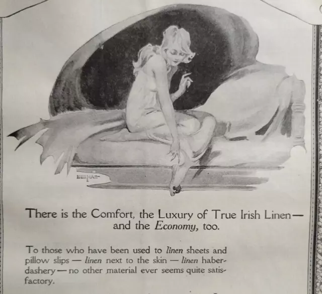 Irish Linen Sheets Pillow Cases Value Belfast 1920 Original Print Ad ~8x11.5"