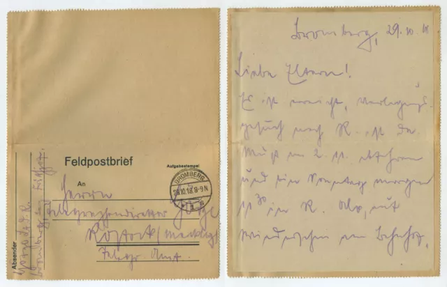 97664 - Feldpostbrief - Bromberg 29.10.1918 nach Rostock