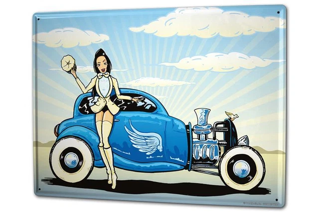 Targa Metallica Vintage Hot Rod - 32x30cm Per Garage O Bar, Stile Retrò Anni '50 - Foto 8