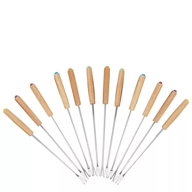 Set 12 FORCHETTE da FONDUTA 6 Colori Lunghezza 24 cm Punte in Acciaio Inox 4905