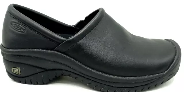 Keen Cush Utility PTC Slip On Clog Shoes Womens Black Leather Slip Resistant ~8