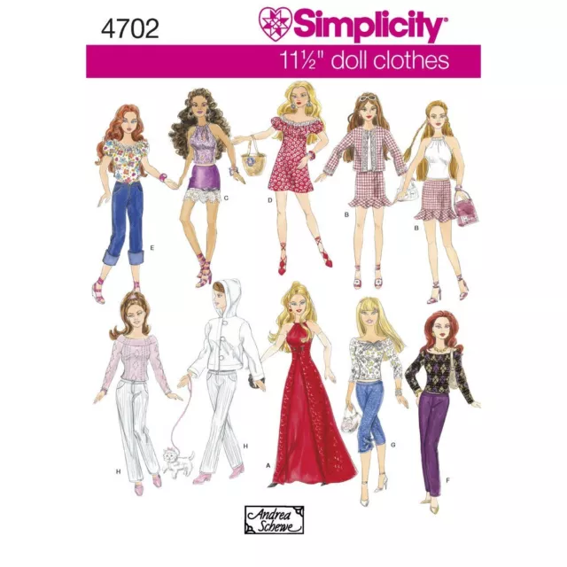 Simplicity Sewing Pattern 4702 Barbie Fashion Doll Clothes - Dresses Sports Wear