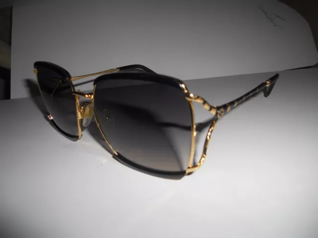 Gucci Women's Sunglasses GG0593SK 001 Black Gold Grey Lens  Authentic