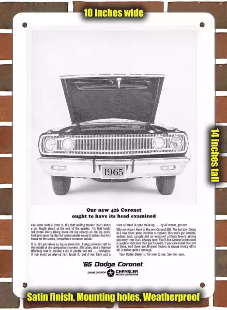 Metal Sign - 1965 Dodge 426 Hemi Coronet 500- 10x14 inches