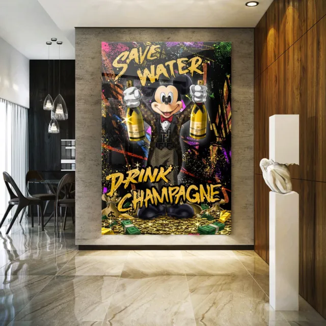 ✅ Wandbild Luxus Mickey Mouse Pop Art , Kunst Marke Lv Acrylglas Leinwand Poster