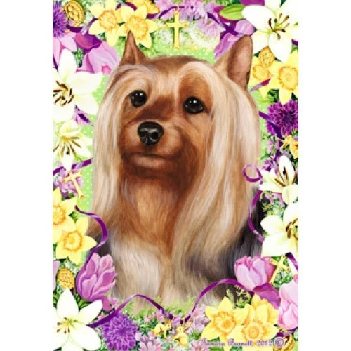 Easter House Flag - Silky Terrier 33102