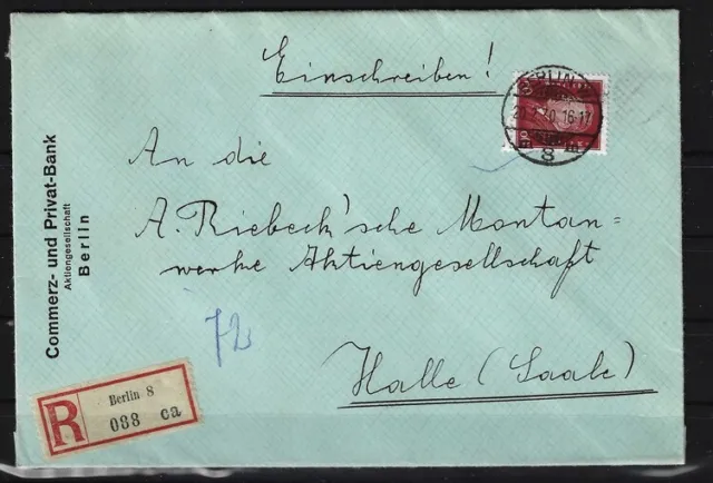 G804) Deutsches Reich Nr. 421 Ebert auf R-Beleg Einschreiben mit Siegeln