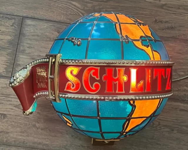 SCHLITZ BEER Lighted Motion Globe Sign Schlitz Globe WORKS! Excellent condition!