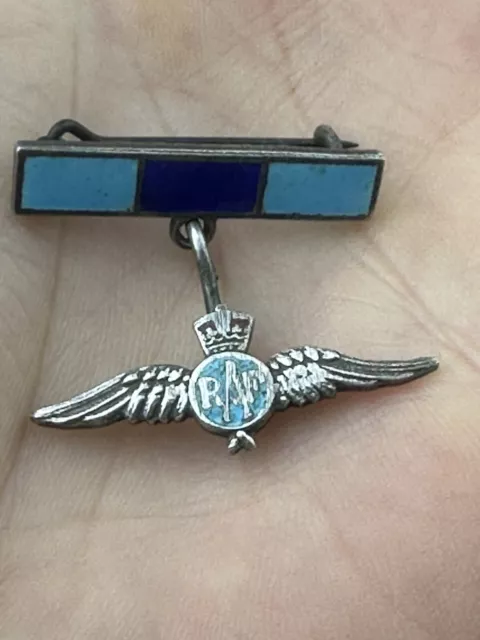 Vintage RAF Enamel and Sterling Silver Pin Brooch Lapel Sweetheart's Badge