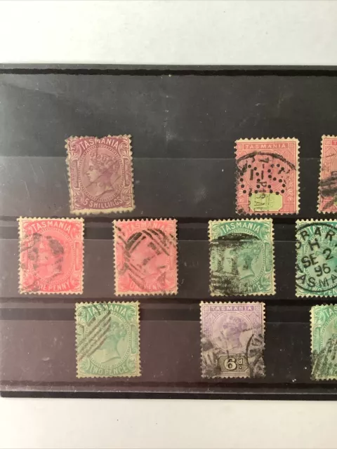 Tasmania Used Selectn  Incl 5/- Mauve Side face ( Top Perf Missing)  11 Stamps