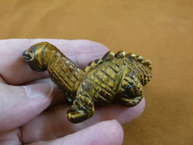 Y-LIZ-CH-712) brown Tiger's eye CHAMELEON LIZARD gemstone carving I love lizards 2