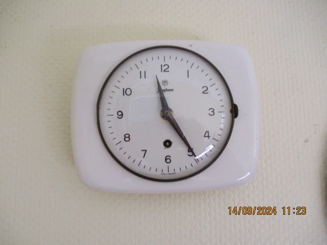 Horloge Murale Ancienne Allemande Diehl - Céramique - Milieu Du Siècle (années 60) - Originale