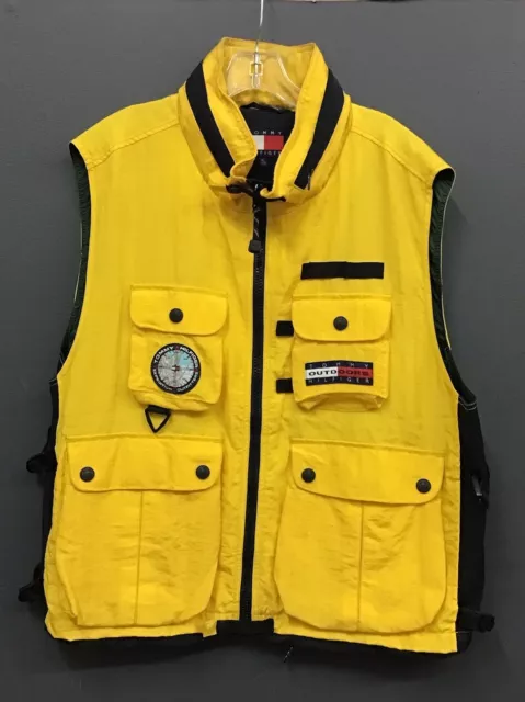 Vintage 90’s Tommy Hilfiger Outdoors Expedition Outfit Yellow Nylon Vest XL