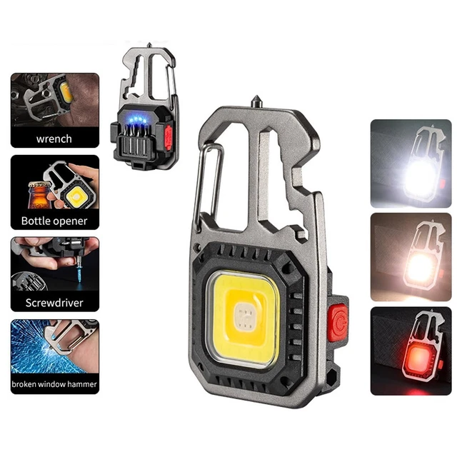 Jeebel Mini Torcia di LED Aurora,Torcia di Tascabile 400LM Ricaricabile USB Bagliore Nel Buio Portachiavi Torcia con Luce Laterale UV/Bianco/Rosso