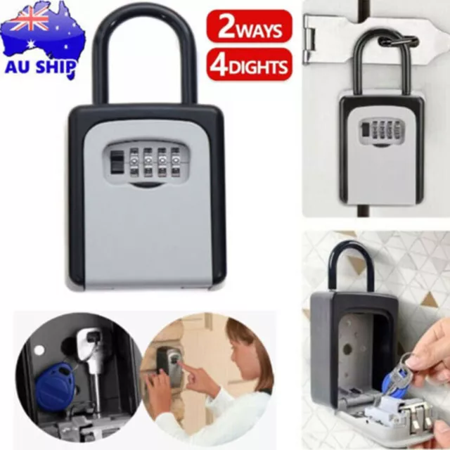 Wall Mounted Combination Padlock Lock Key Safe Storage Box Security Home Outdoor