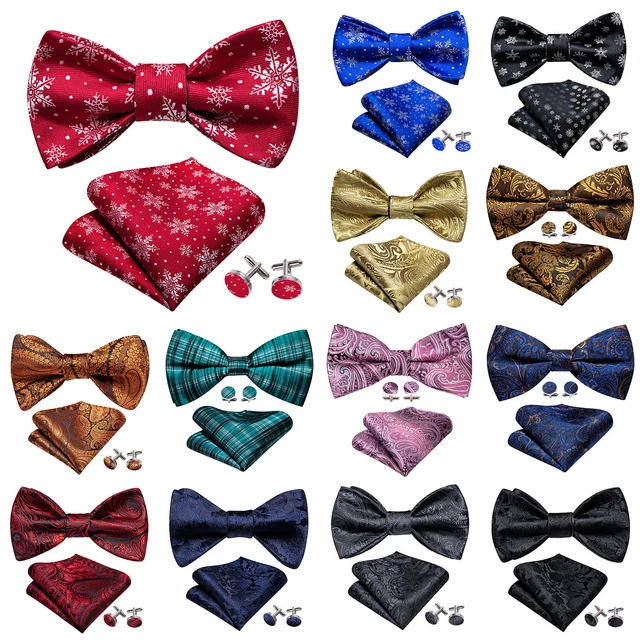 Formal Casual Christmas Party Mens Bowtie Silk Diamond Bow Ties Set Xmas Party