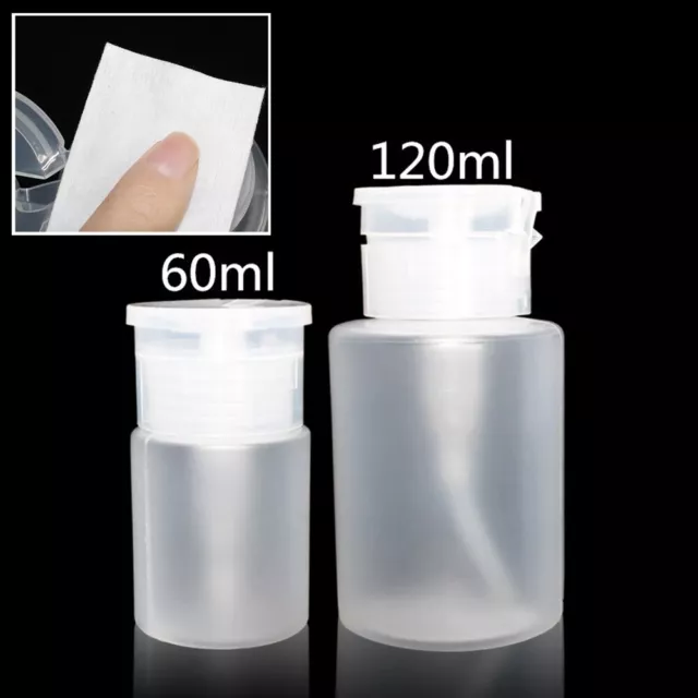 1- 3Pcs Nail Polish Remover Alcohol Push Down Empty Pump Dispenser Clear Bottle