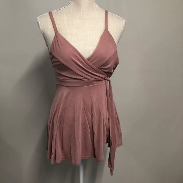 Kimchi Blue Womens Size XS Tank Top Pink Blush Faux Wrap Side Tie Detail