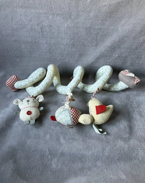 Mamas & Papas sensorische Spirale Reiseaktivität Babyspielzeug weiches Rasseln gelbe Tiere